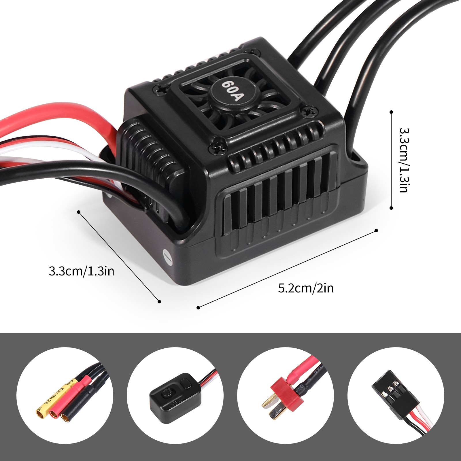 WSDT-60A Waterproof Brushless ESC Accessory For 1/10 RC Car For Beginner Players