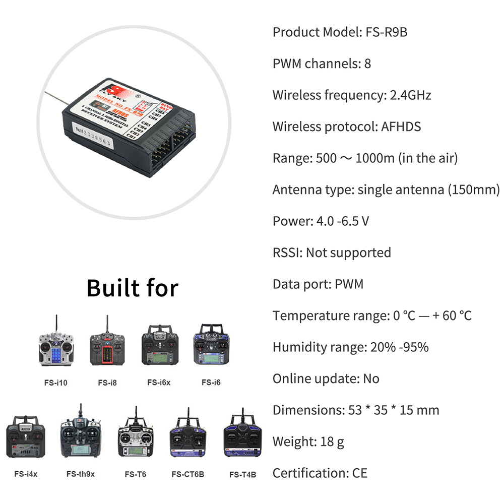 Flysky FGR4S FGR4P FGR4B FS-GR3E FS-R6B FS-iA6 FS-iA6B FS-BS6 FS-R9B RC Receiver