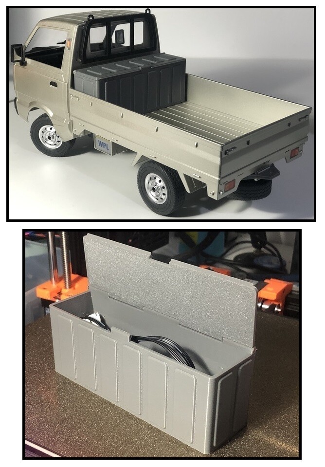 Truck Bed Toolbox Scale Storage Tub for WPL D12 2wd RC Truck *USA* 1/10