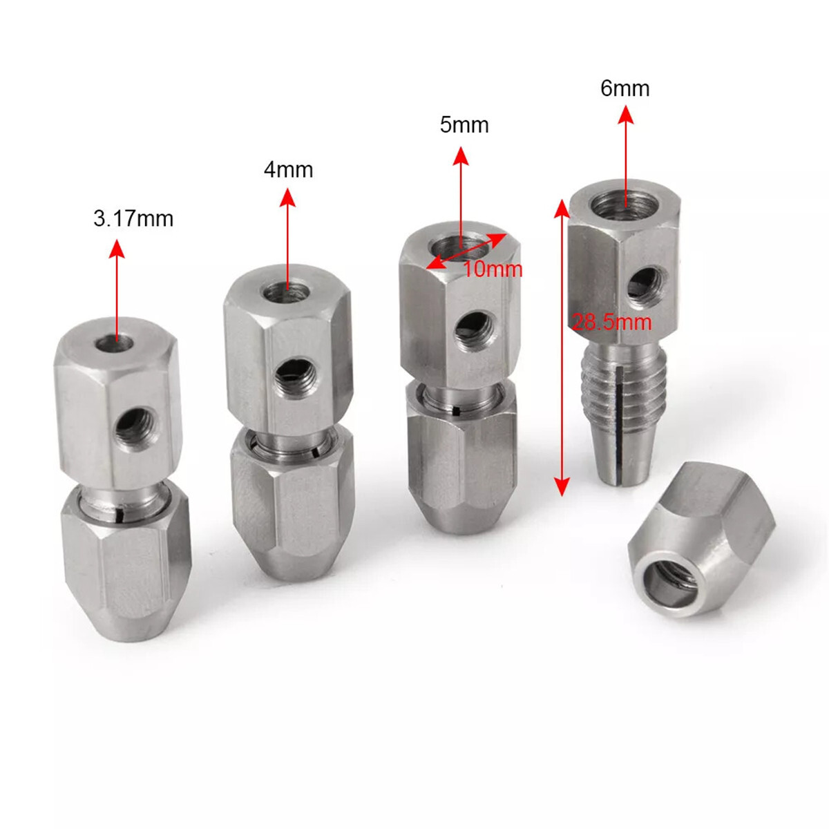 CNC 3.17/4/5/6mm to 4mm Flex Collet Coupler Motor Shaft for RC Boat coupling