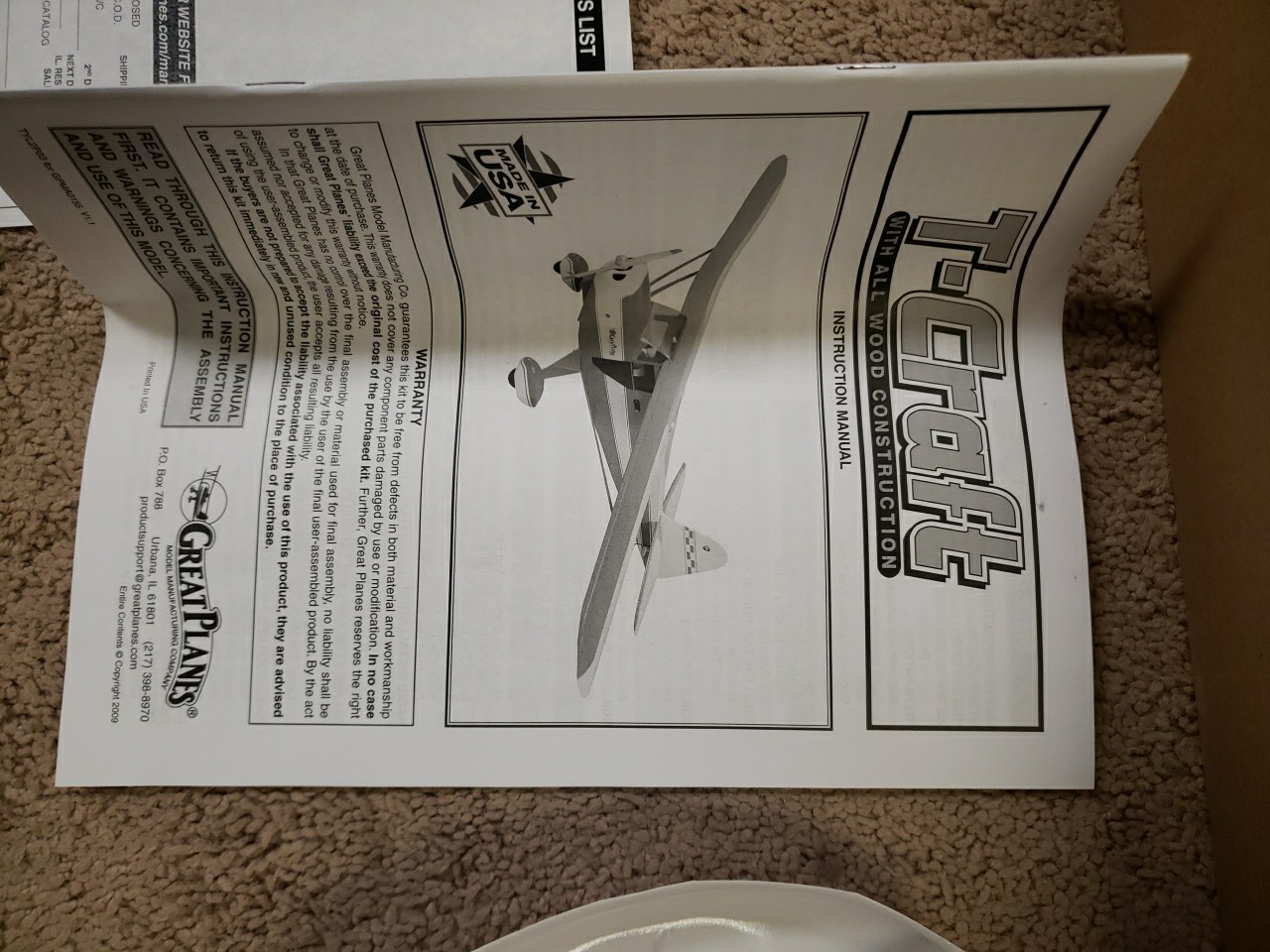 GREAT PLANES – T-Craft .20 Size Kit – 56″ Wingspan – New – O25