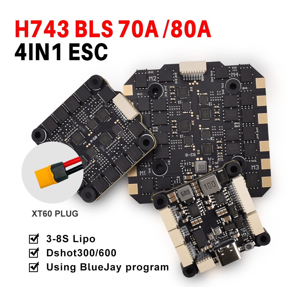H743 Flight Stack 70A/80A ESC 30.5×30.5mm Dual ICM42688 Gyro for RC FPV Drone