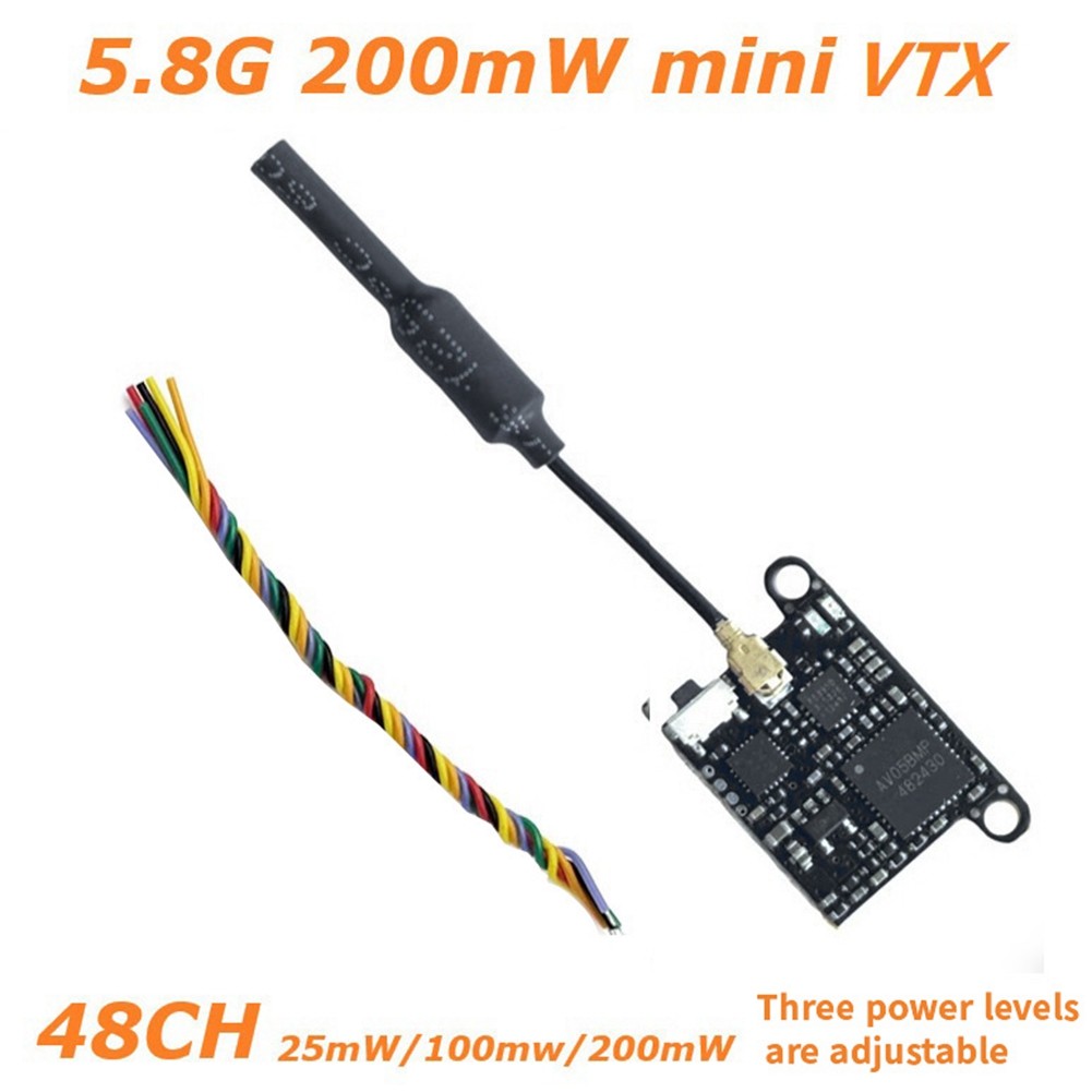 For FPV RC Drone 5.8G VTX 200mW 48CH Analog Video Transmitter Adjustable J6C5