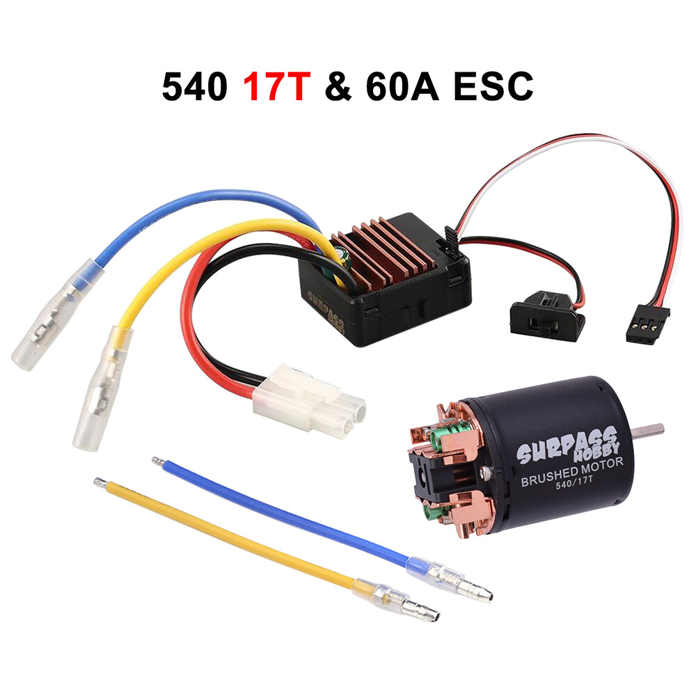 540 Brushed Motor 13T 17T 21T 23T 27T 35T 45T 55T 80T 60A ESC for 1/10 RC Car