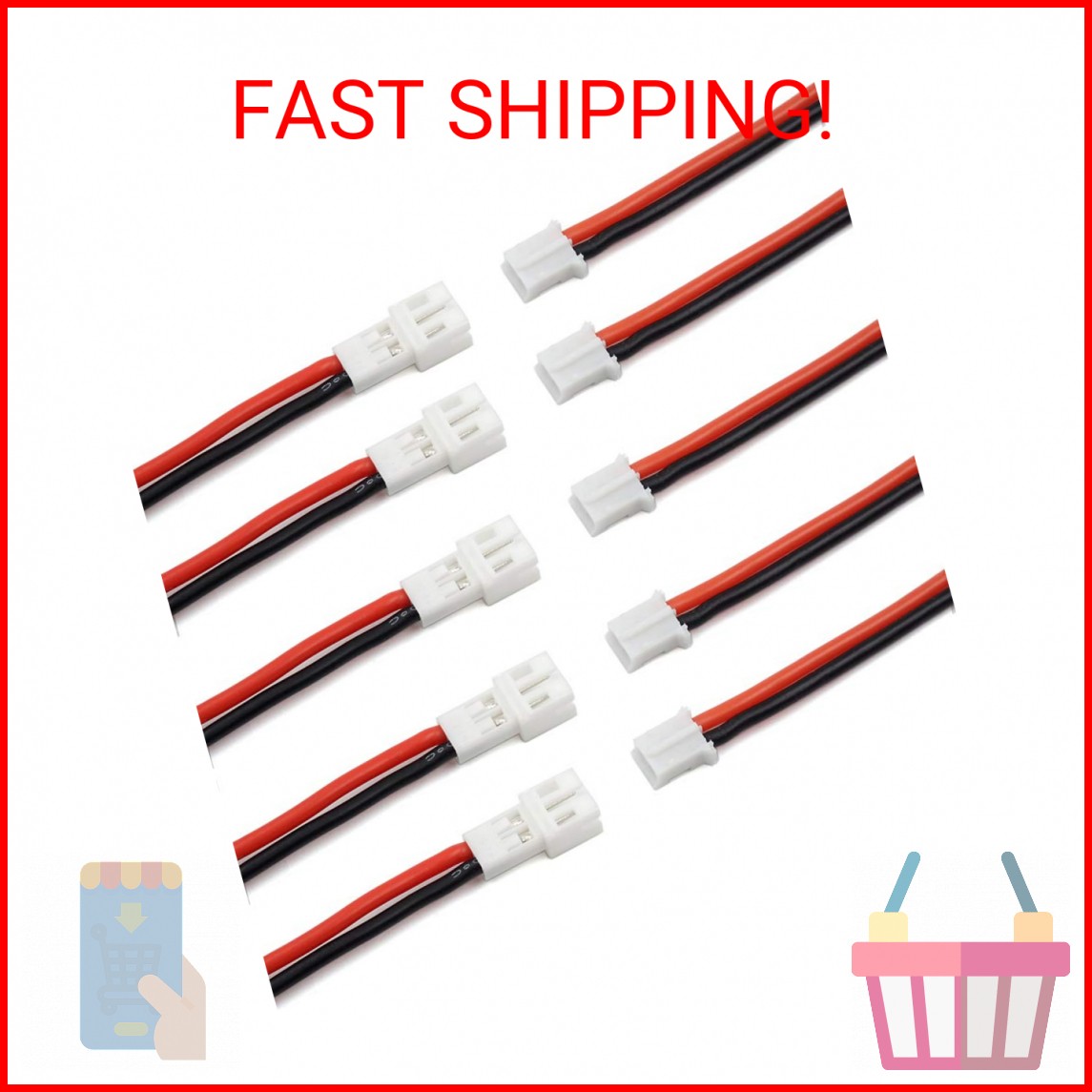 elechawk 10pcs Upgraded Tiny Whoop JST-PH 2.0 Male and Female Connector Cable fo