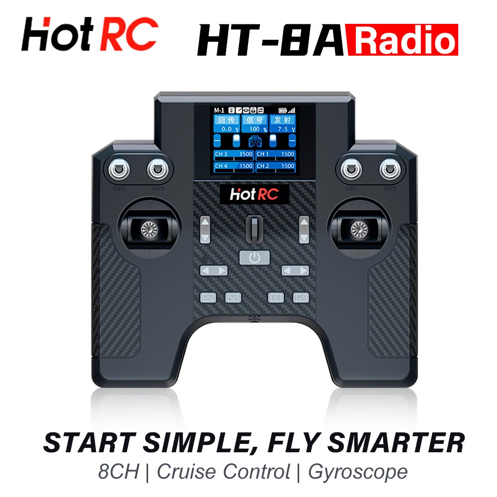 HOTRC HT-8A Transmitter 8CH Cruise Control Gyroscope Controller +F-08A Receiver