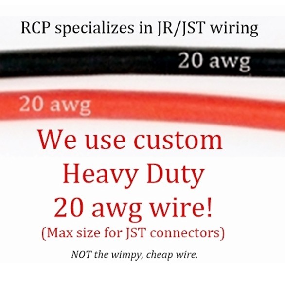 RCP-JRJST 20 awg Wire JR Male To (2) JST Females Choose Length