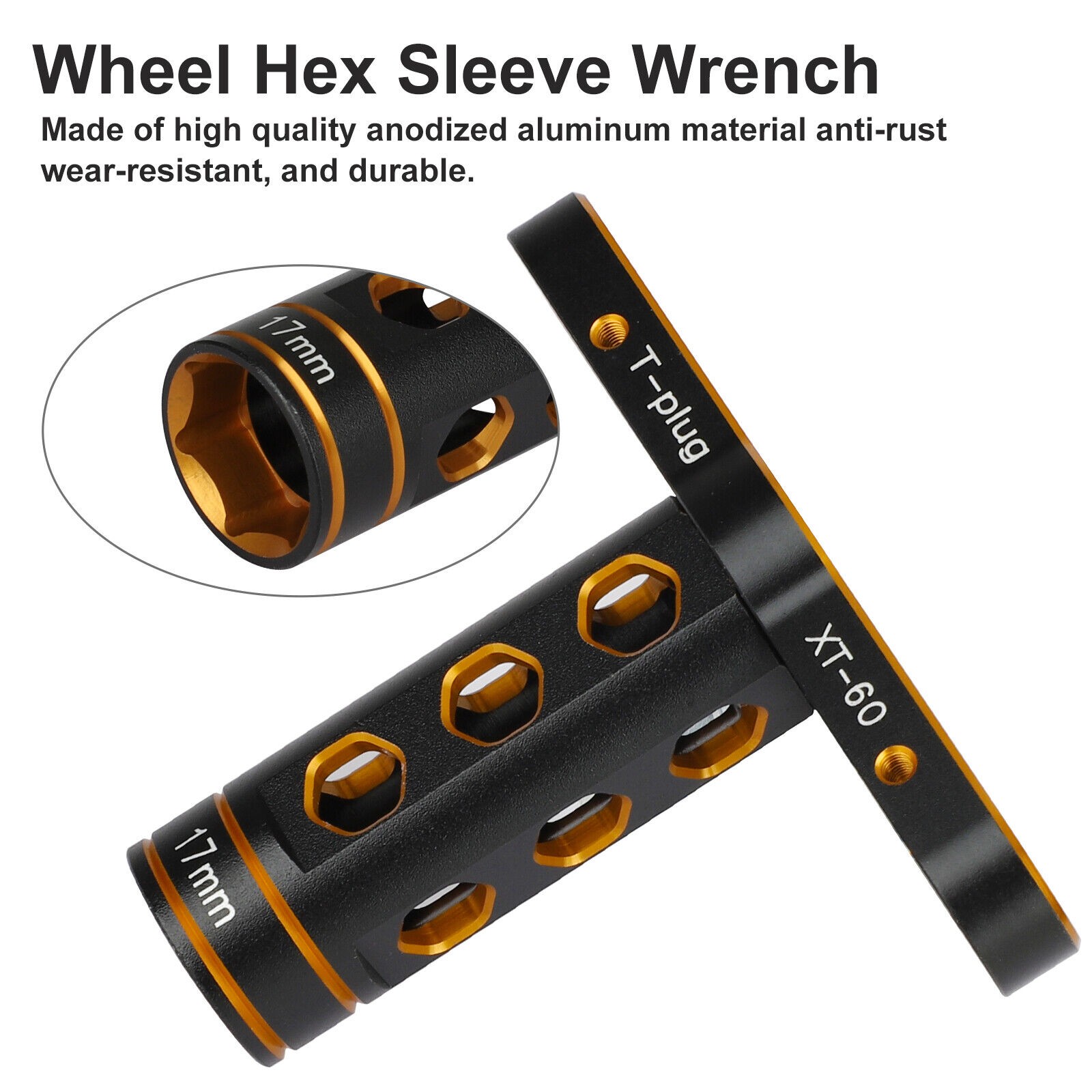 17mm Aluminum Wheel Hex Nut Sleeve Wrench Instal Uninstall Tool For 1/8 RC Car c