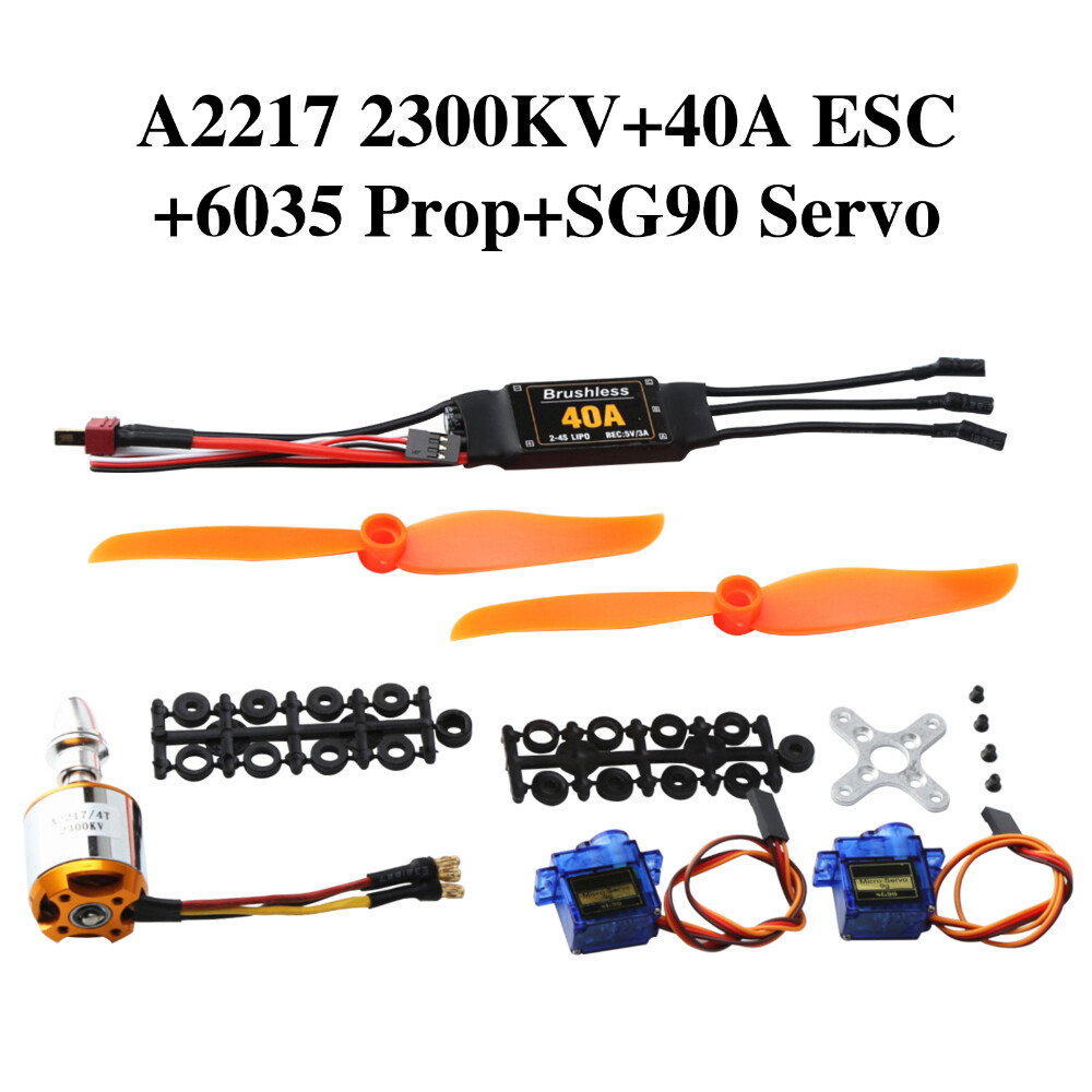 2300KV Brushless Motor 40A ESC SG90 Servo Propeller for Fixed Wing Helicopter 2S