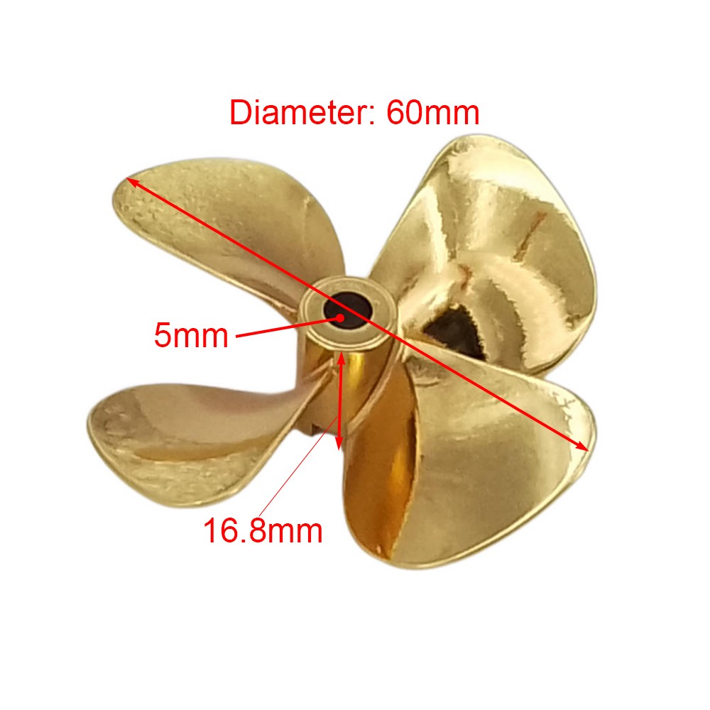 1PC RC Boat Propeller 5mm 60mm CW CCW Metal Prop fr RC Fishing Bait Boat Tug ROV