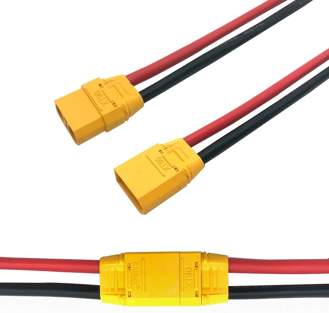 Reliable XT90 Male & Female Connectors with 150mm 10AWG Wire for RC Applications
