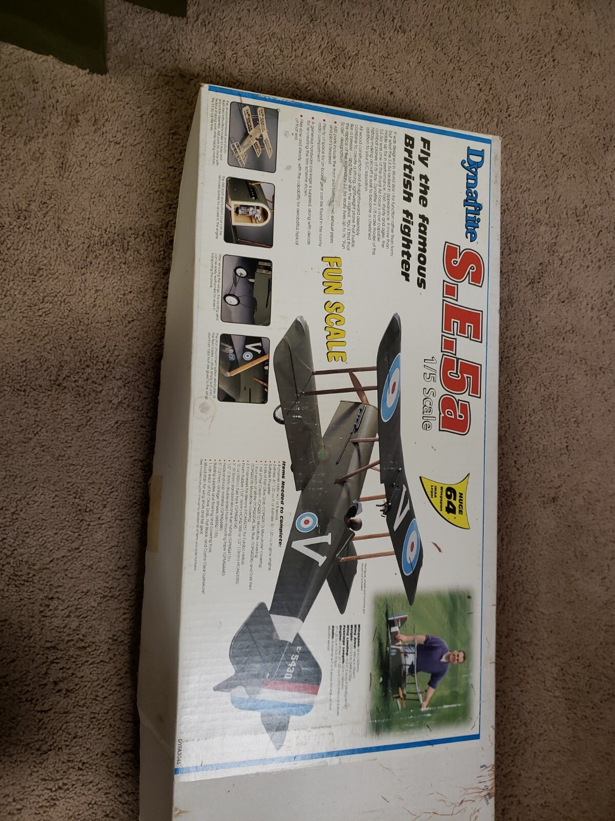 Dynaflite – S.E.5a 1/5 scale – 64″ wingspan – partial built