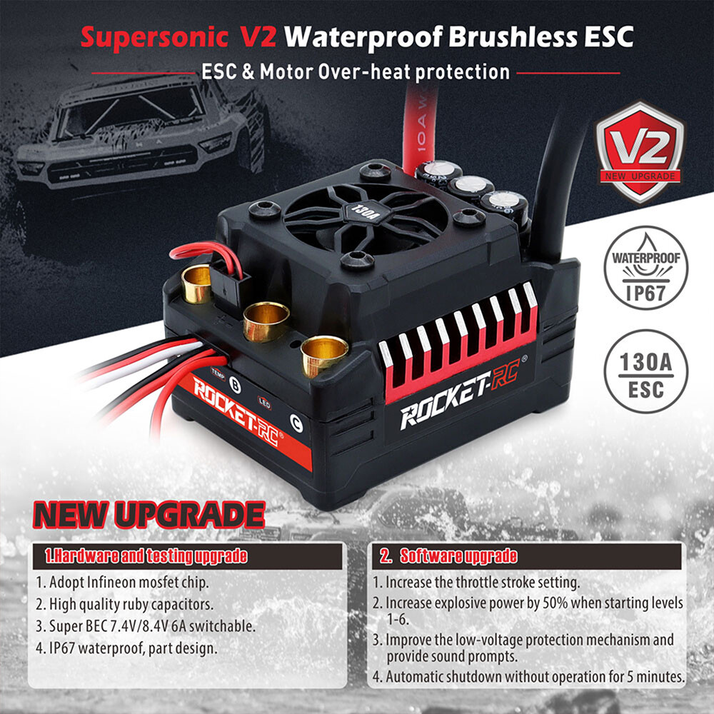 Rocket-RC Brushless Motor ESC Combo for 1/8 1/7 RC Car Truck Traxxas Wltoys HSP