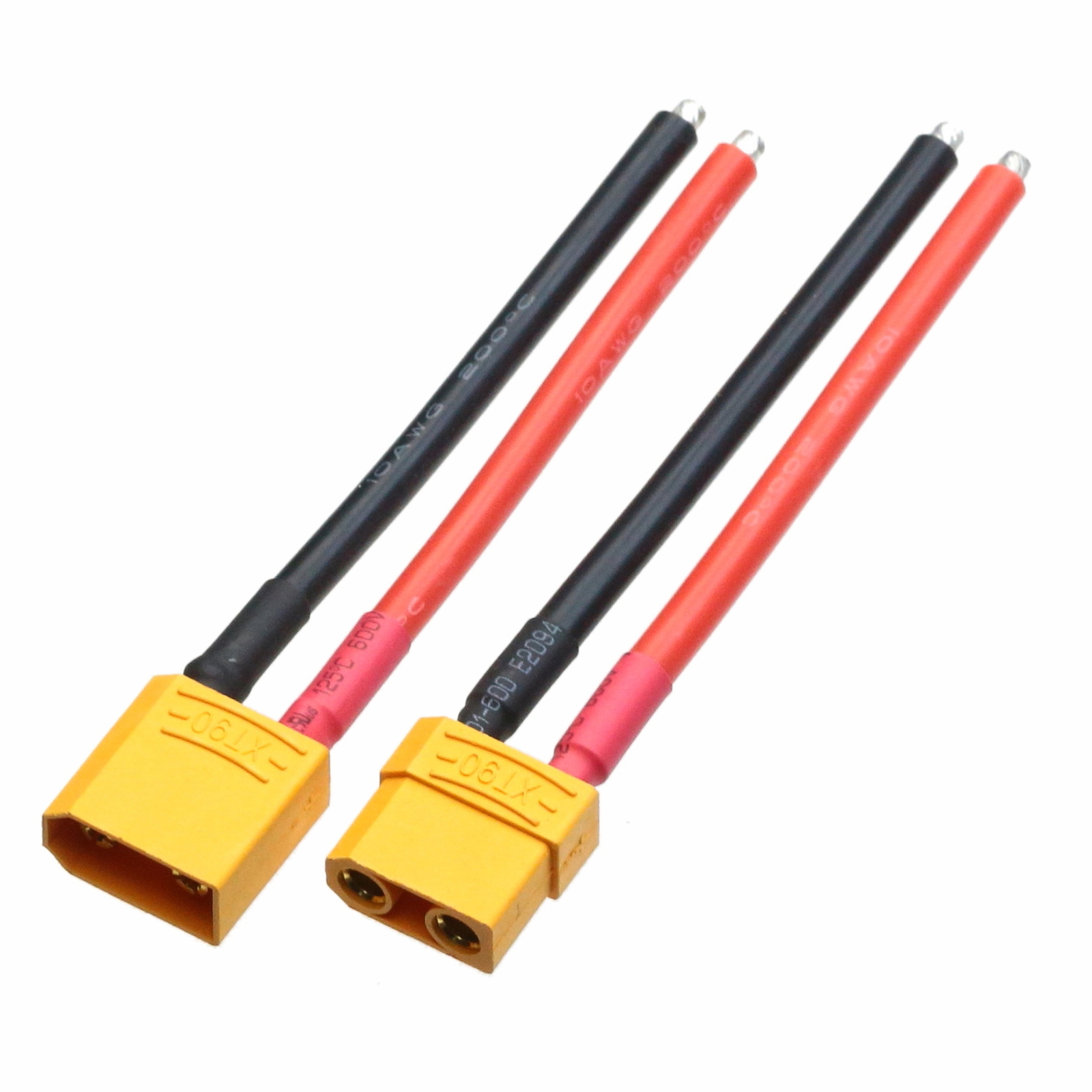1pair XT90 Male Female DIY Tinned End 4″ 10AWG Silicone Wire RC Airsoft Battery