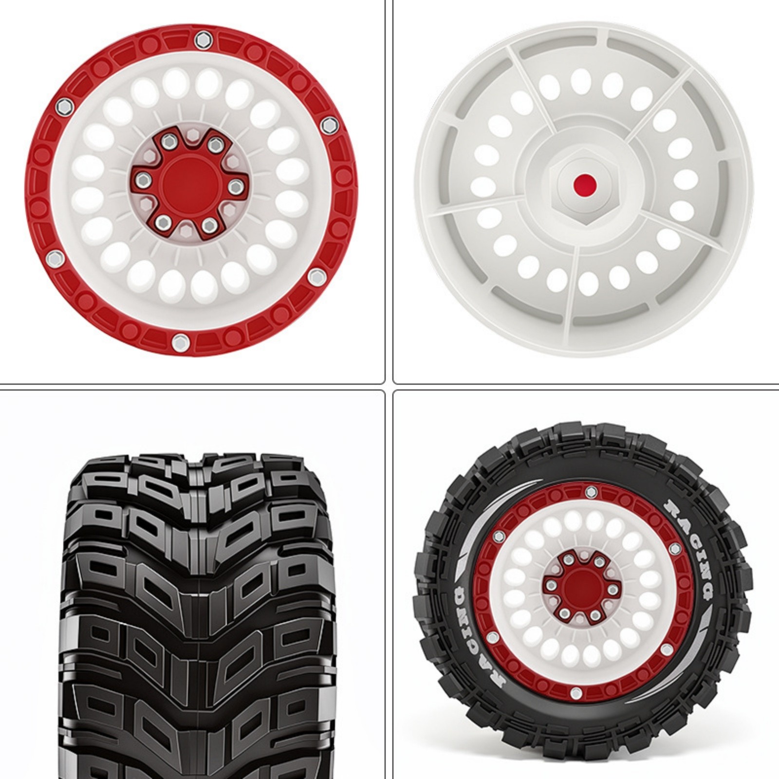 Monster Truck Tires for 1/14 1/16 TRAXXAS ARRMA MJX Redcat Herringbone Tread