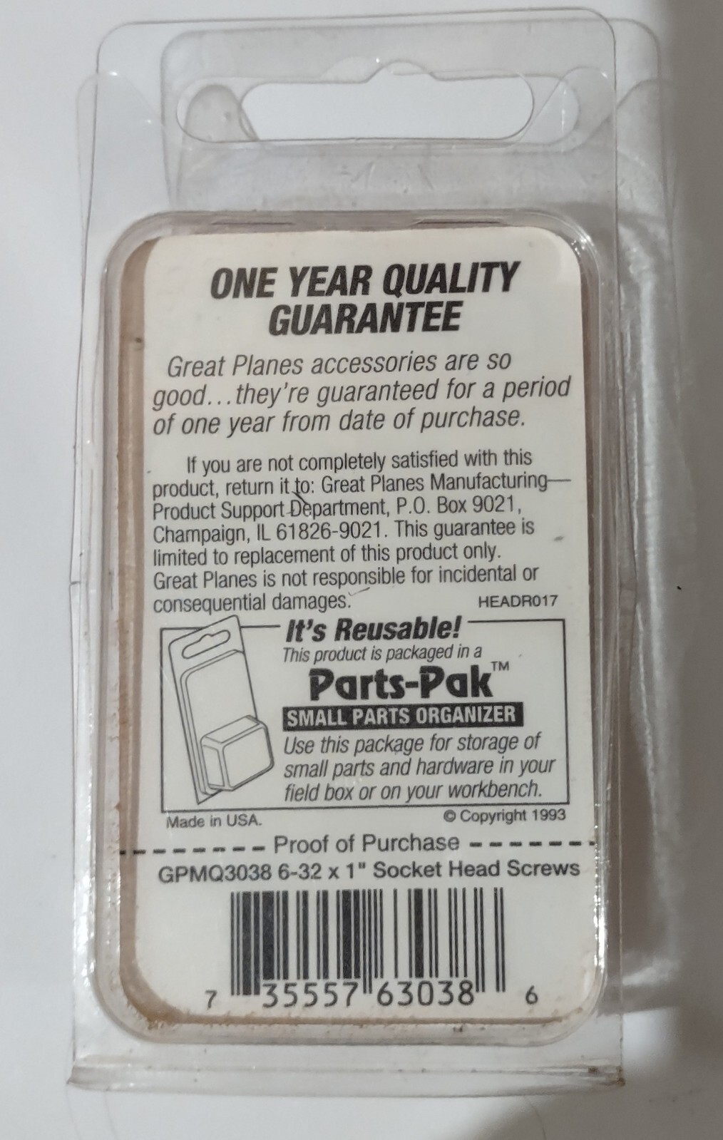 Great Planes Socket Head Screws 6-32×1″ (4) GPMQ3038