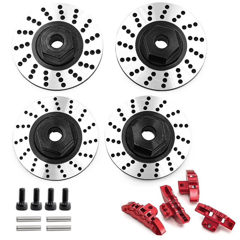 Metal Brake Disc+Calipers For TRAXXAS 1/10 4-TEC DRIFT FORD MUSTANG RC Car Parts
