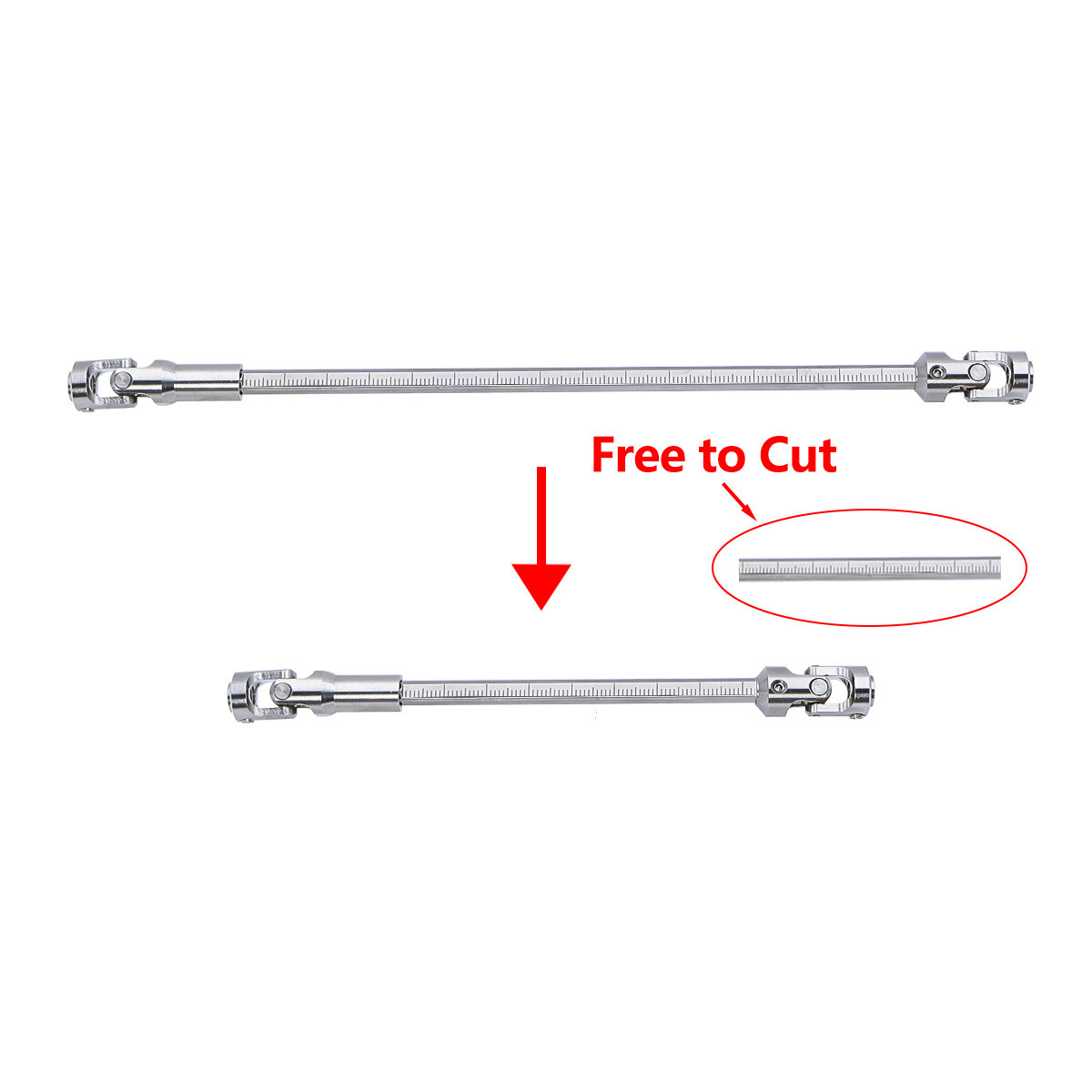 1 Pair Steel Cut to Length Drive Shaft For 1/10 RC Crawler LCG Capra SCX10 Pro