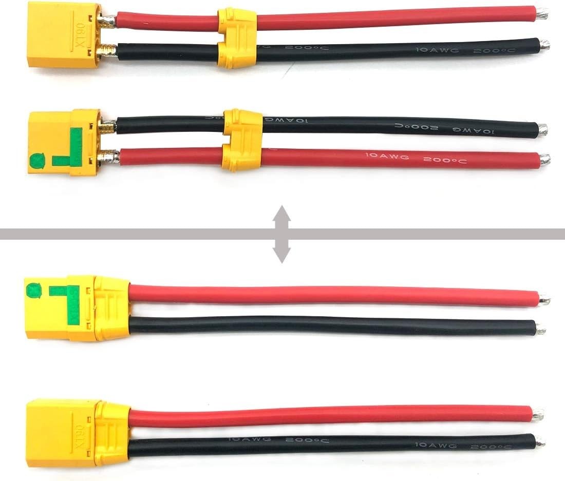 3 Pairs Amass XT90S XT90 Connectors with 150mm 10AWG Silicon Wire – Anti-Spar…