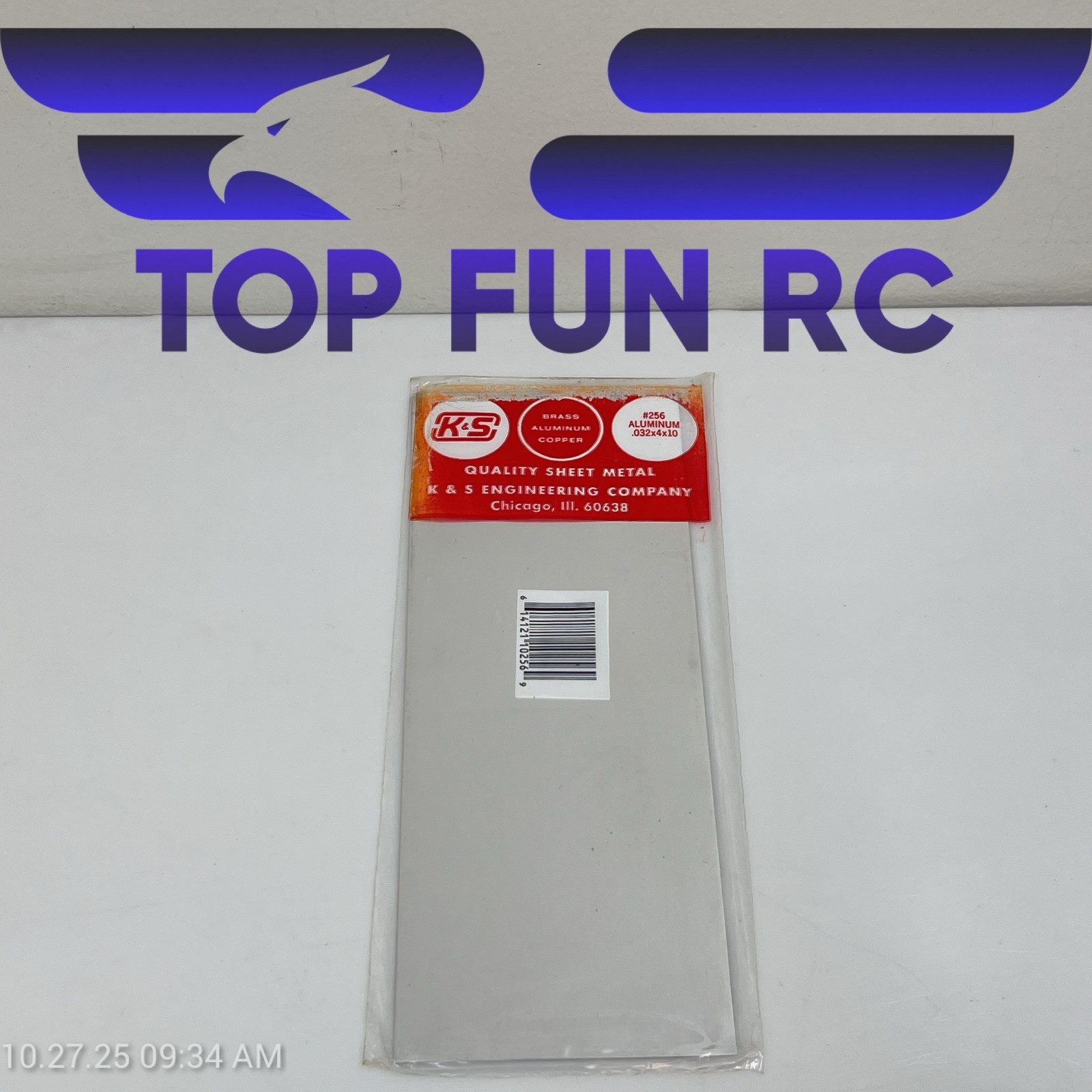 K&S #256 Aluminum .032x4x10 Aluminum Sheet Metal