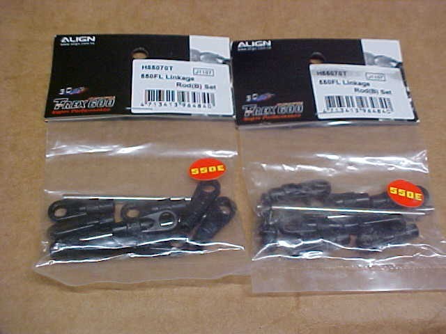 ALIGN H55070T (2 PKGS) = 550FL LINKAGE ROD (B) SET: TREX 550E (NEW)