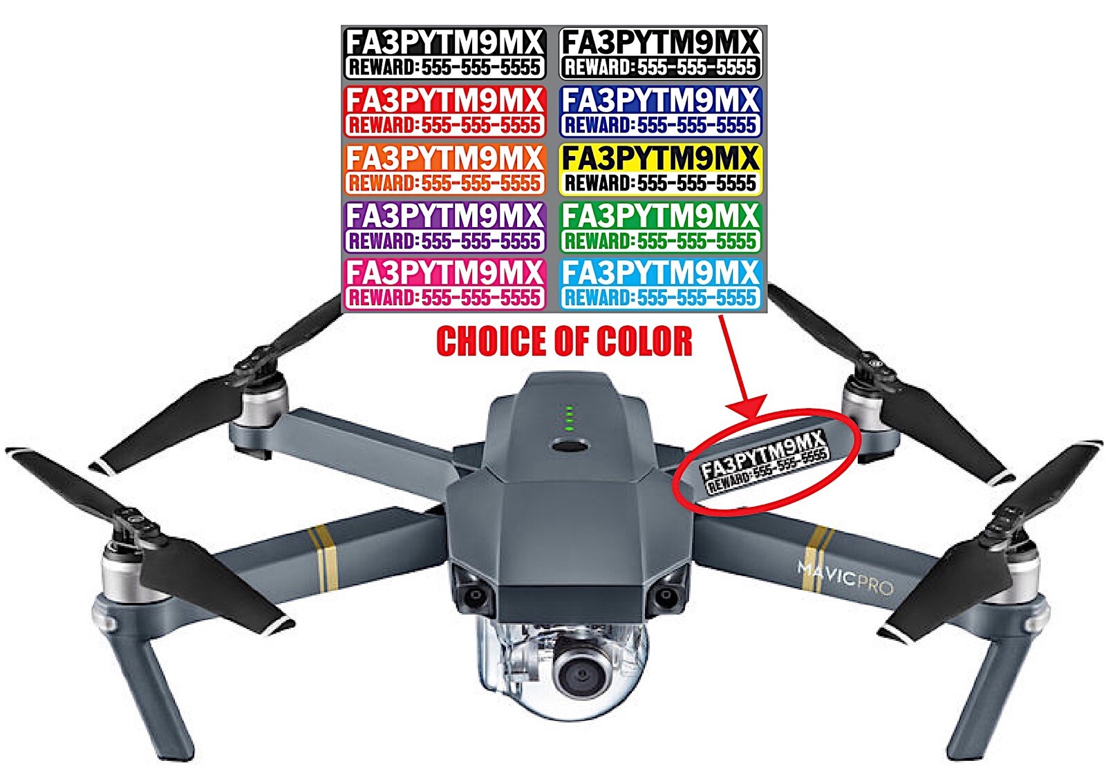 Set of 4 FAA Required Drone Registration Number Decal Set – Choose Color