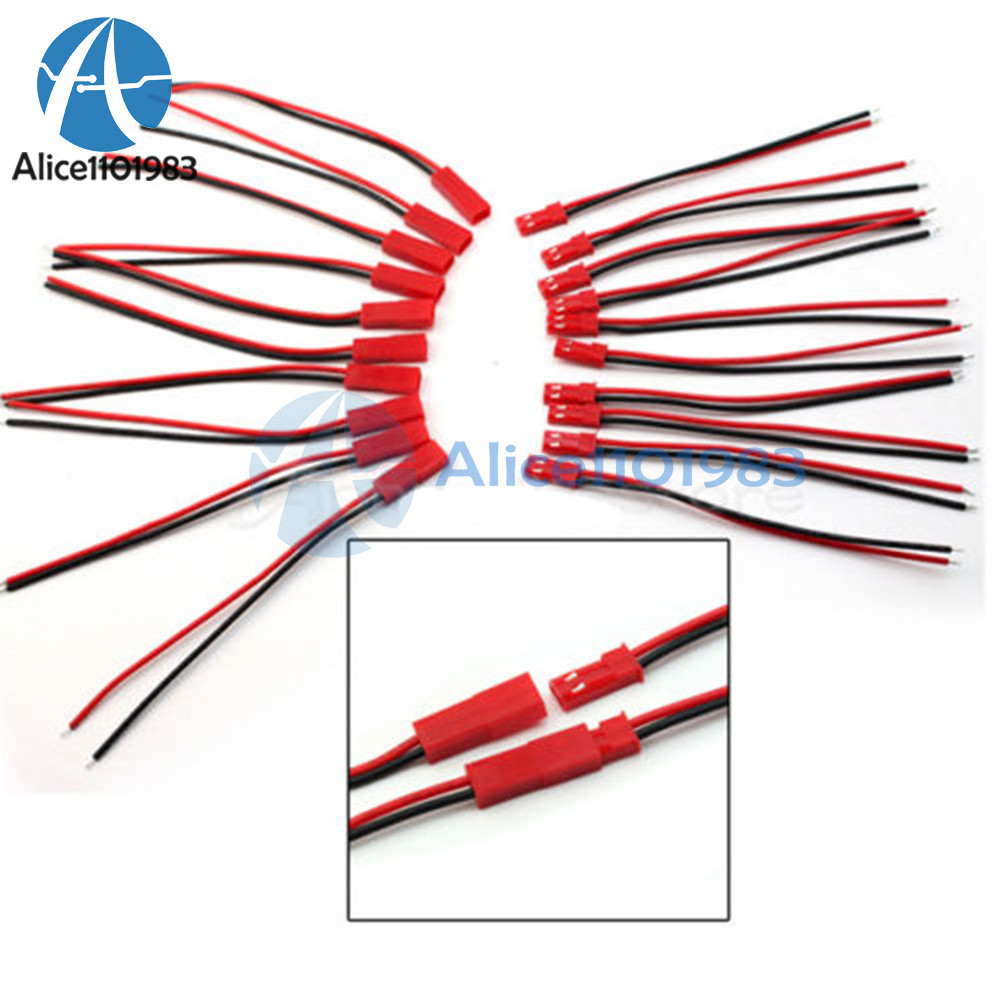 20-100Pairs JST Connector Plug Cable Line Male&Female for RC Lipo Battery 100mm