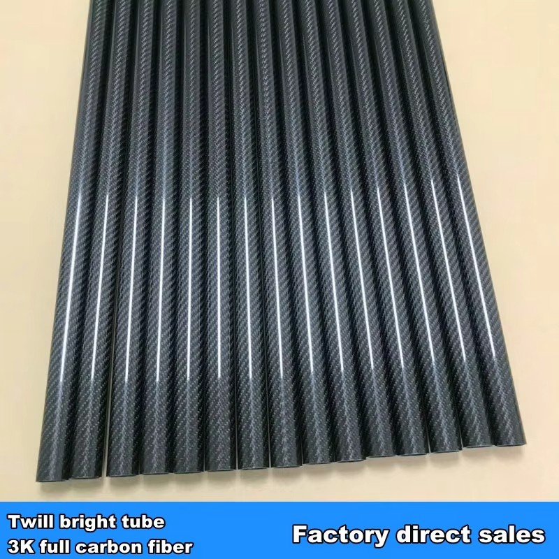 3K Carbon Fiber Tube Glossy Twill 200/300/500 mm OD 5‑50 mm Roll Wrapped