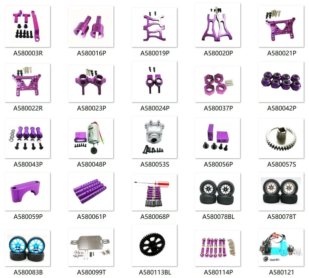For WLtoys 1/18 A959 A969 A979 K929 Rc Car Aluminum DIY Upgrade Parts Purple