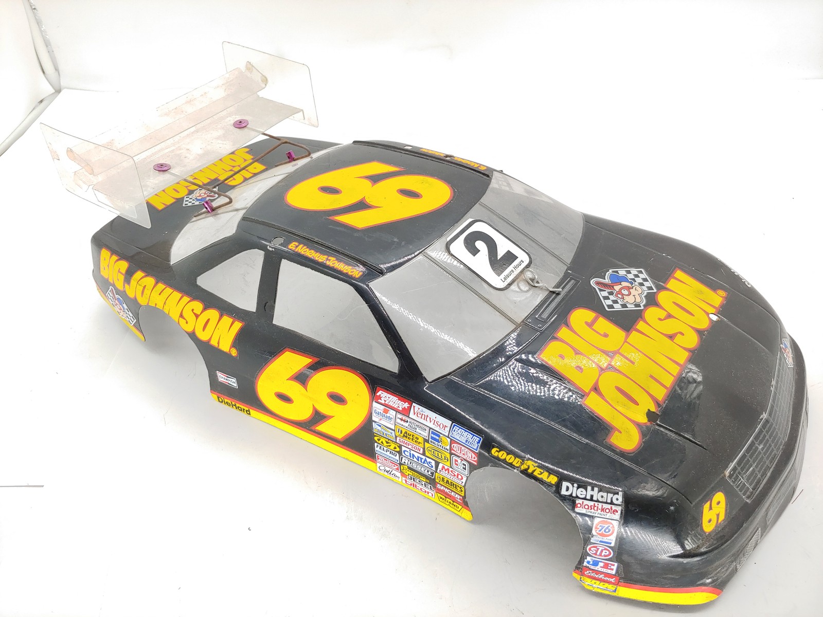 Custom Painted “BIG JOHNSON” Vintage RC Pan Car Body #69 Used Nascar Wood Racing
