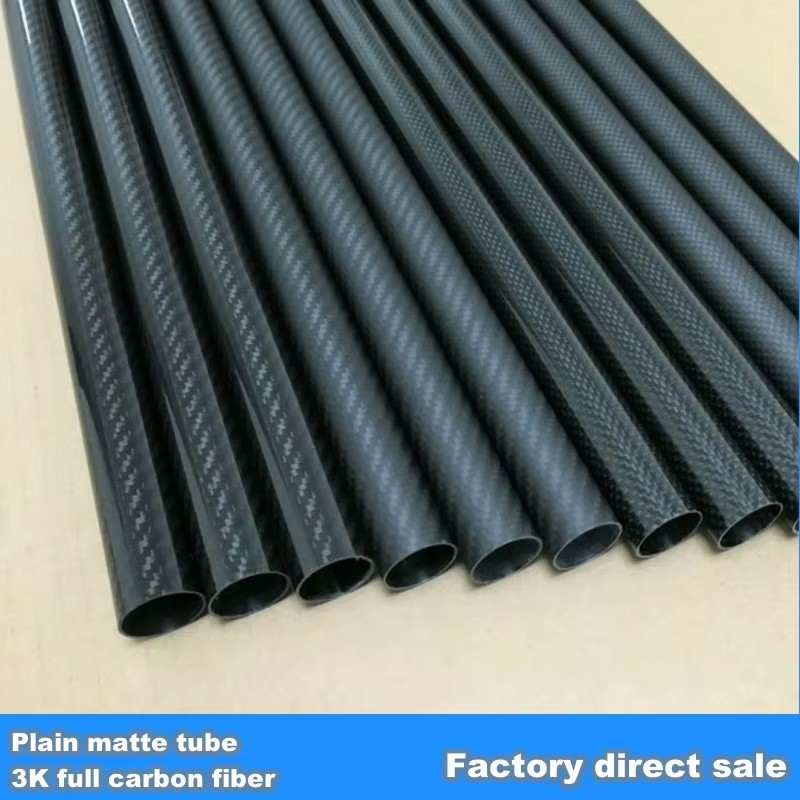 3K Carbon Fiber Tube Glossy Twill 200/300/500 mm OD 5‑50 mm Roll Wrapped