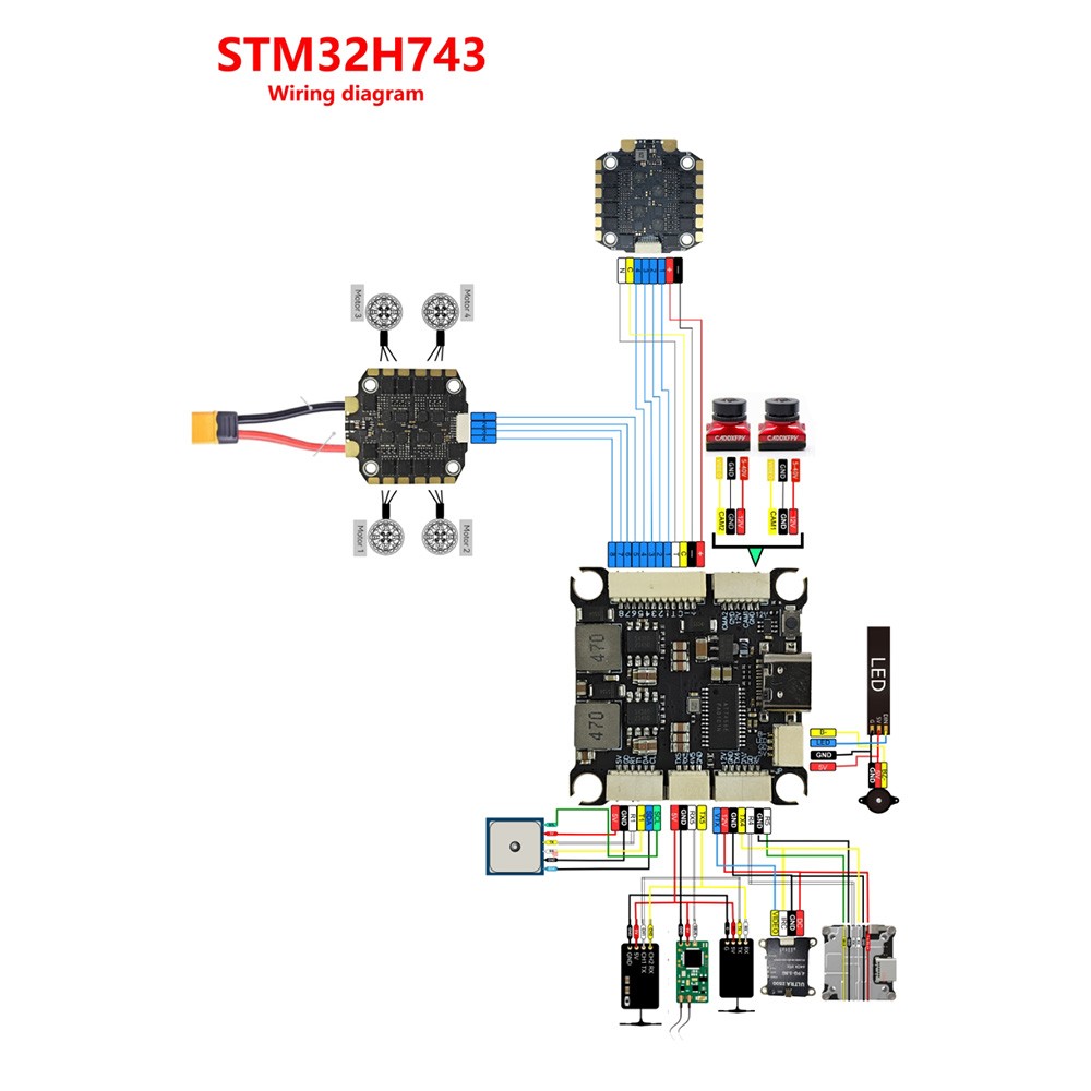 9IMOD H743 Flight Stack H743 Flight Control+ 70A/80A ESC For RC FPV Racing Drone
