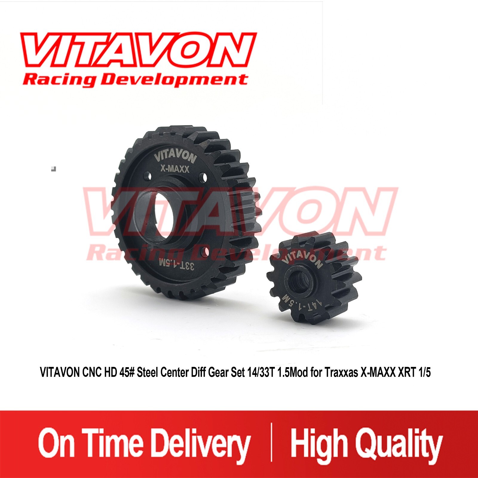 VITAVON CNC HD 45# Steel Center Diff Gear 14/33T 1.5Mod For Traxxas X-MAXX XRT