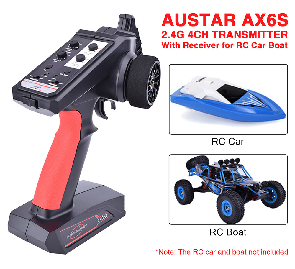 AUSTAR RC Transmitter and Receiver 2.4G 3CH 4CH 6CH for 1/10 1/8 Crawler TRX4