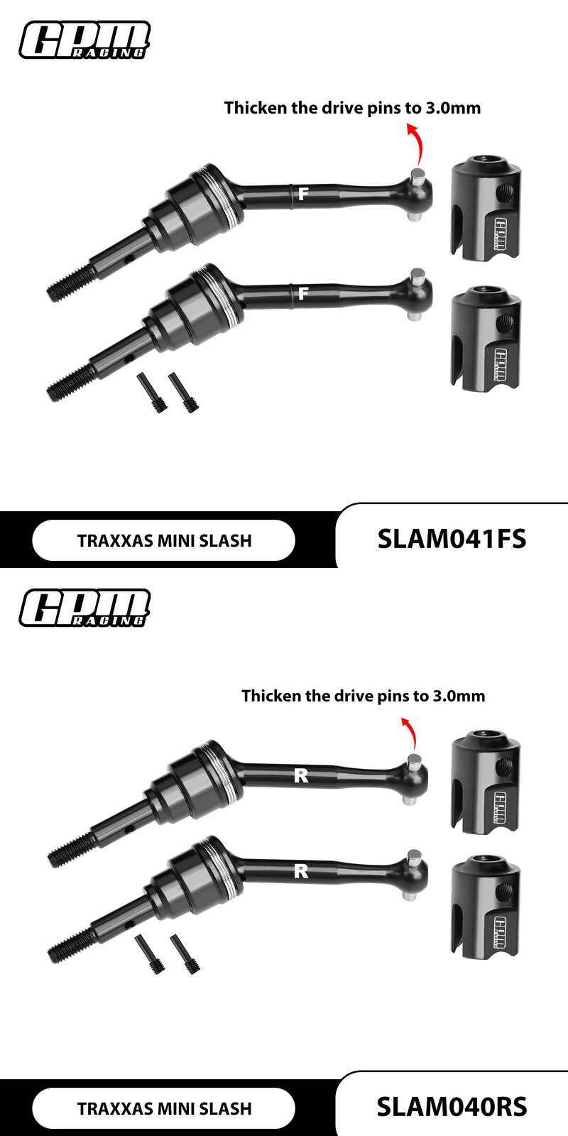 GPM Mid Carbon Steel Front/Rear Drive Shaft CVD for TRAXXAS MINI SLASH RC