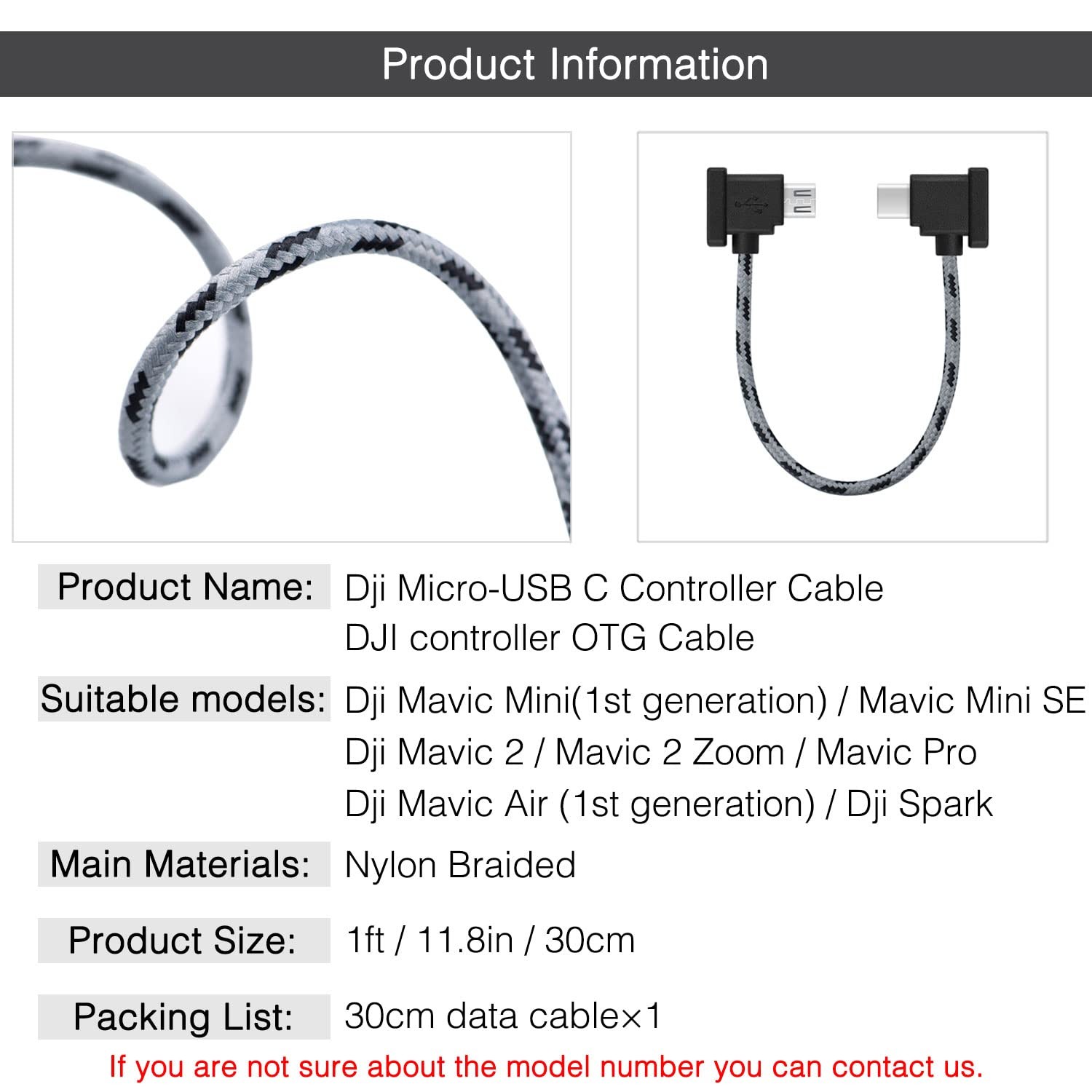 USB C Remote Cable for DJI Mavic Mini Drone 1FT