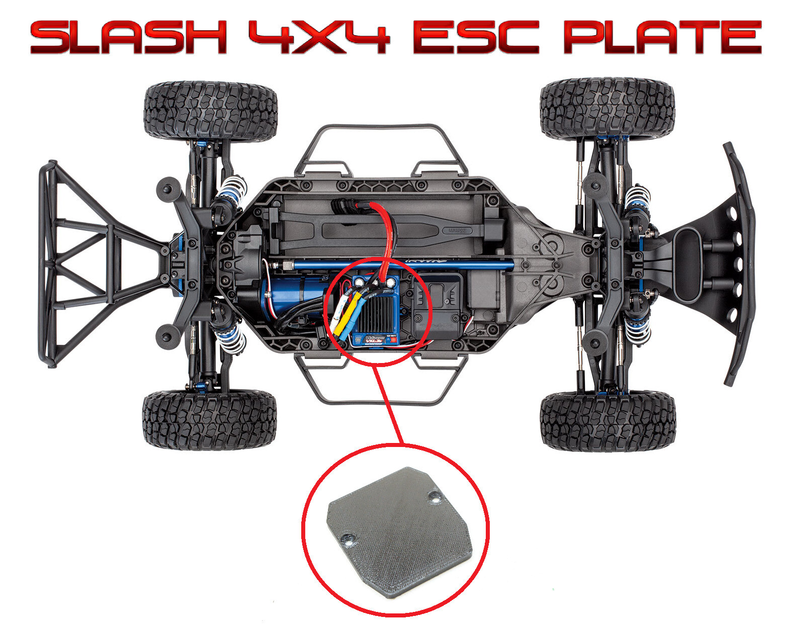 ESC Mount Electronics Plate for Traxxas Slash, Rustler, Stampede 4×4 LCG (7422)