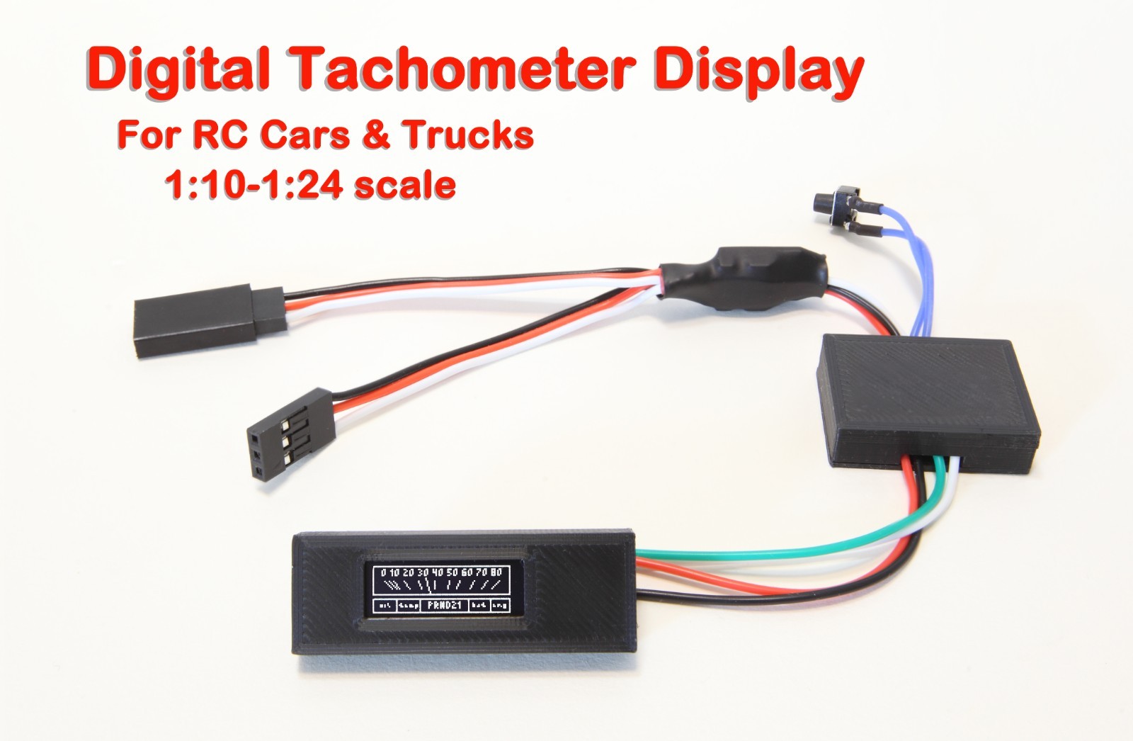 RC Accessories 1:10-24scale Functional Tachometer LCD Display for RC Cars&Trucks