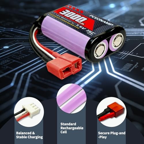 7.4V Li-ion Battery 3000mAh 2S with T Plug Rechargeable RC XY30152T-3000