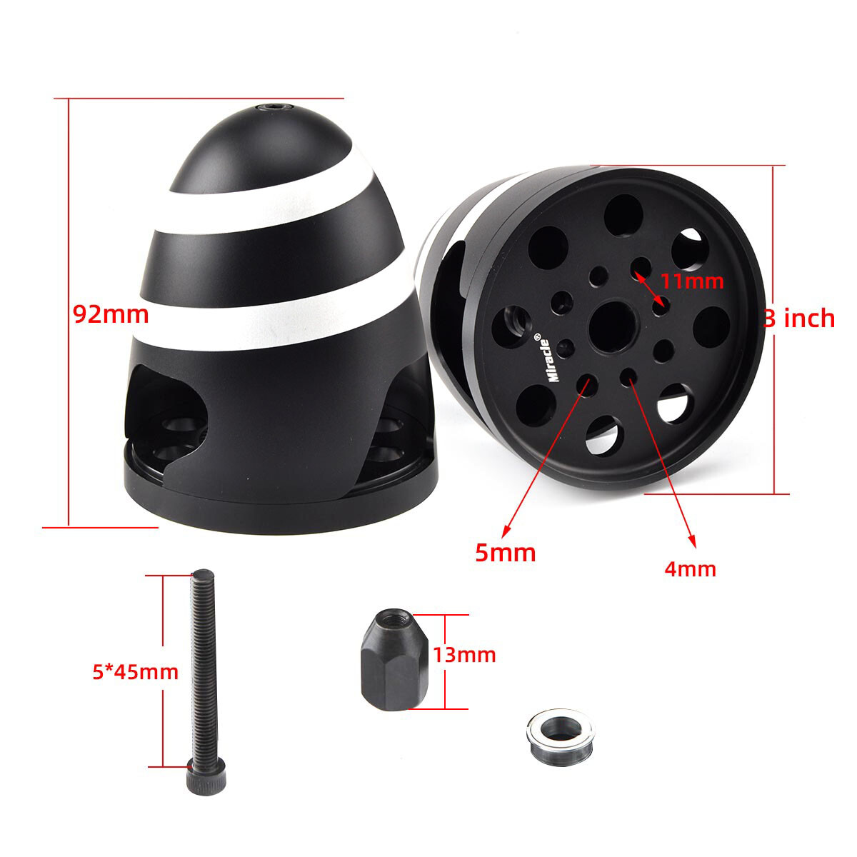 Miracle 3inch/76mm CNC Aluminum Spinner for WWII FW190 Zero Fighter Sukhoi DLE30