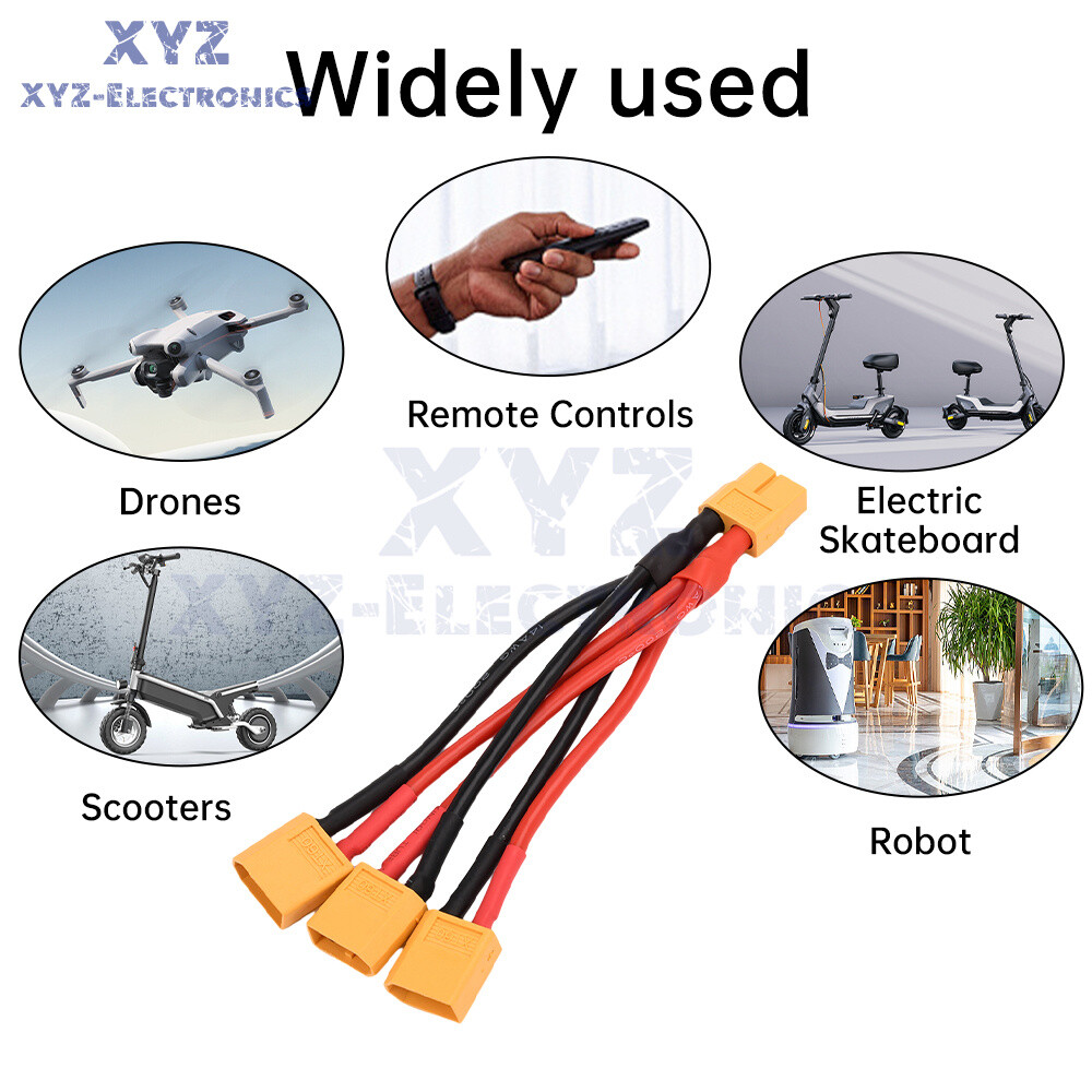 1pc XT60 Male/Female Cable Parallel Battery Connector 14AWG Silicone Wire for RC