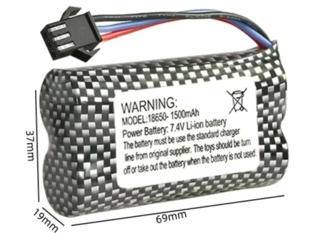7.4V 1500mAh Li-ion Battery 18650 with SM-3P Plug for Monster Truck Pickup Toys
