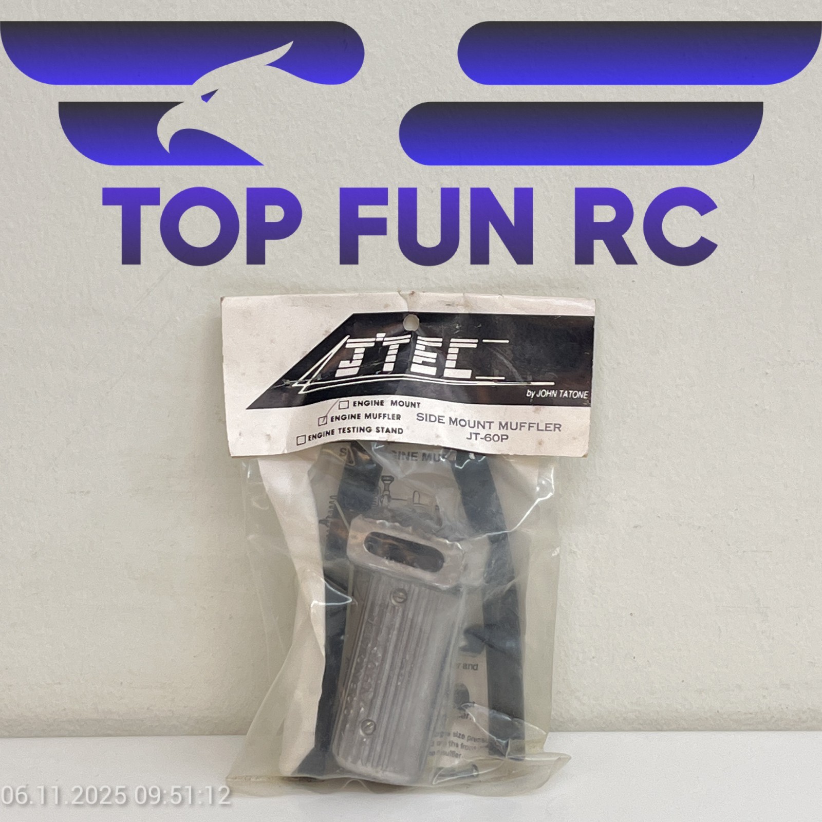 JTEC JT-60P SIDE MOUNT MUFFLER FOR 1:4-1:8 SCALE THAT USE 60 SIZE PITTS ENGINES