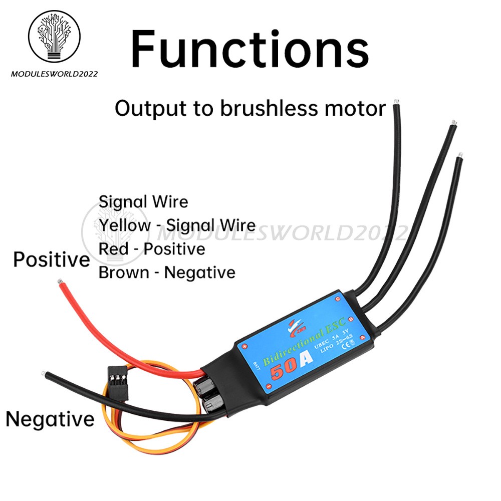 20A/30A/40A/50A Bidirectional Brushless ESC for Remote Control Ship Pneumatic