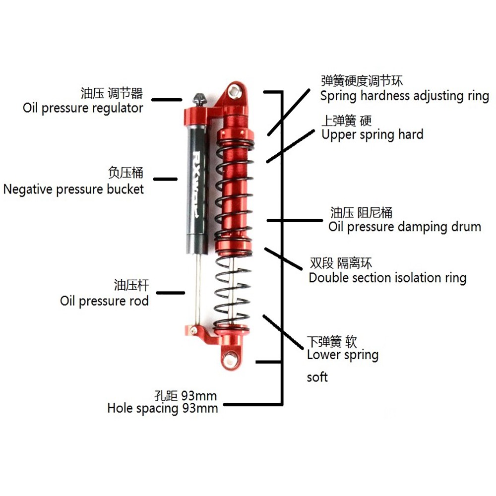 Metal Shock Absorber Suspension 2 Oil Negative Pressure Damping For 1:10 Crawler