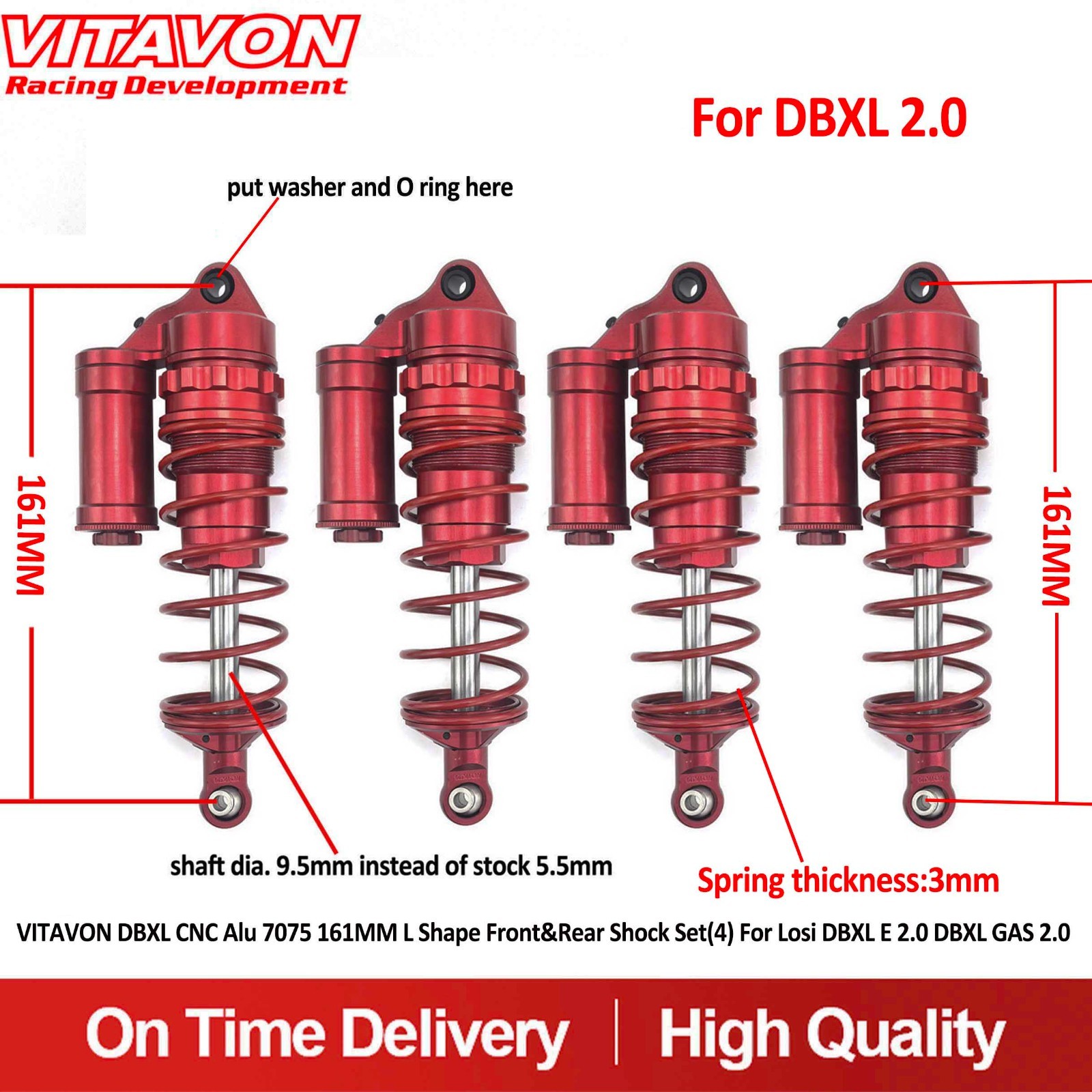 Vitavon DBXL L Shape Front&Rear Shock Set(4) For Losi DBXL 1.0 2.0 DBXL GAS
