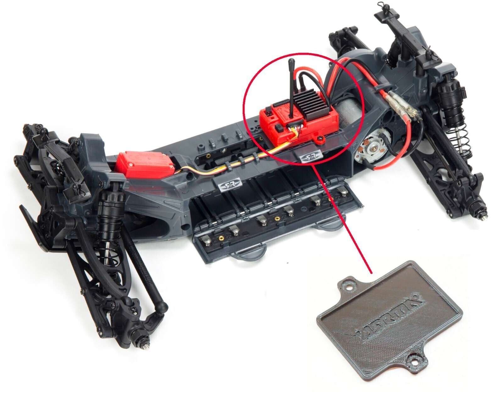 ESC Mounting Plate for Arrma Voltage 1/10 2wd RC Truck (For Larger ESCs)