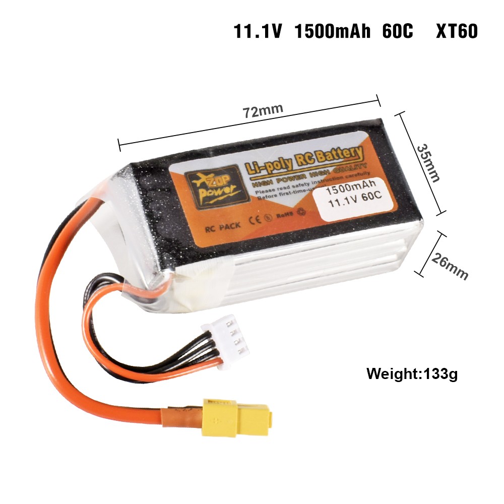 ZOP Power 3S RC Lipo Battery 11.1V w/ XT30 XT60 T Plug JST Plug for RC Car Boat