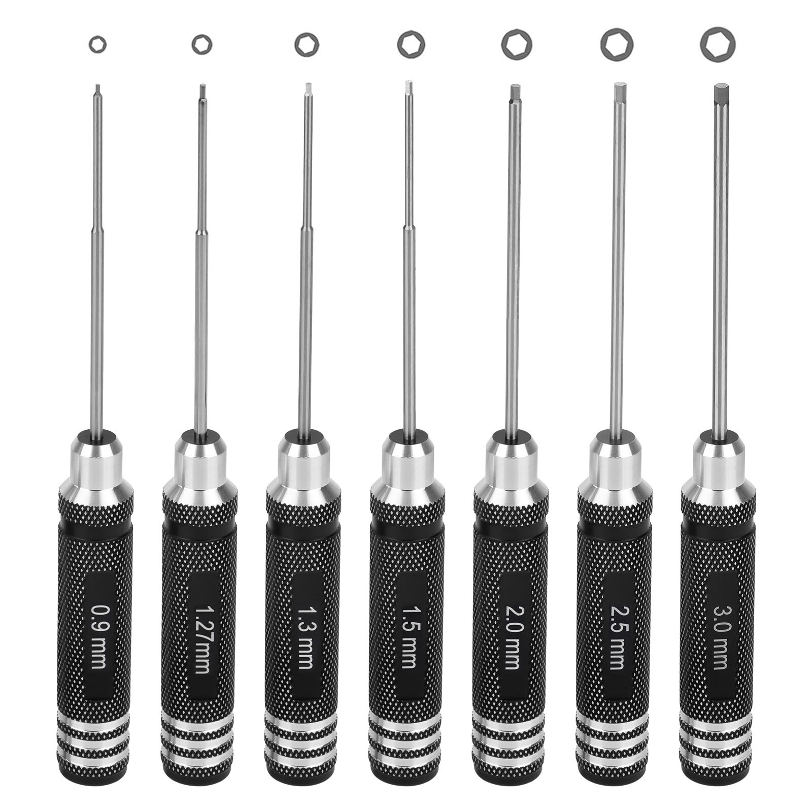 7Pcs Metric Hex Screwdriver Set Repair Tools Kit 0.9-3.0 mm for RC Helicopter