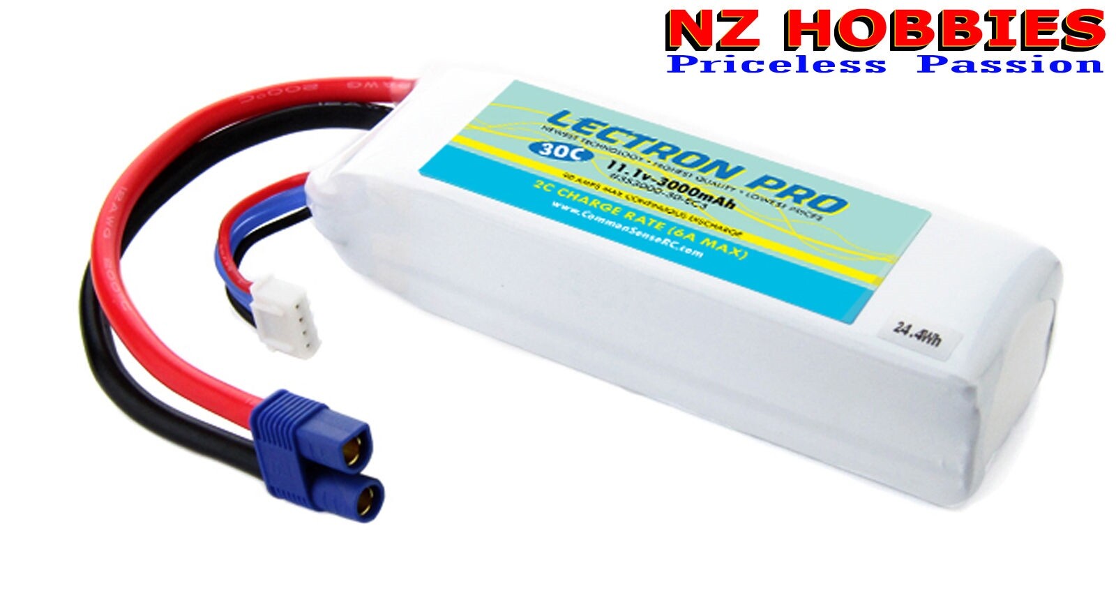 Lectron 11.1v 3000mAh 30C 3S LiPo Battery w/ EC3 Connector : 350QX BLADE 450